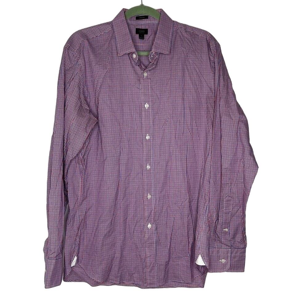 J Crew Men's Red Checkered Ludlow Button-Down Shirt Size L 120's 2-Ply Cotton